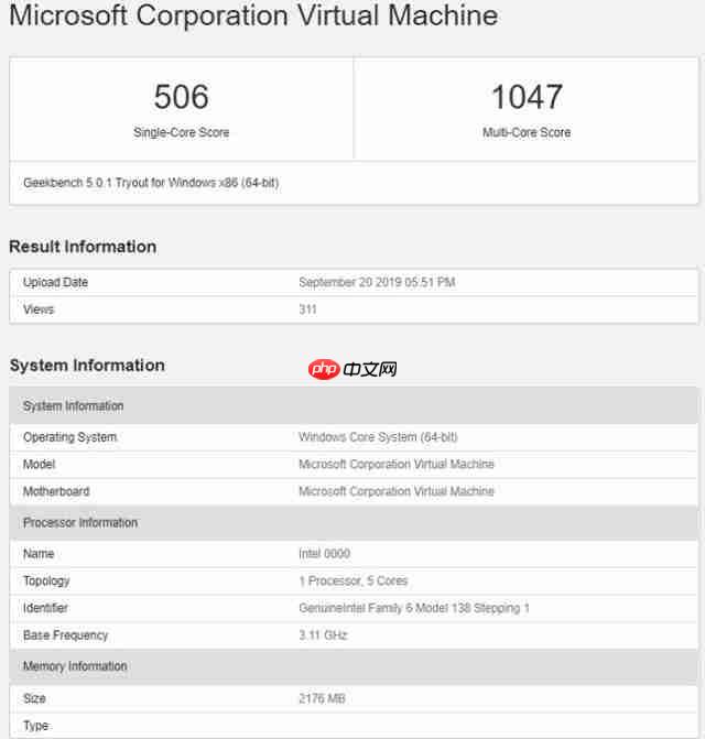 Windows Core操作系统基准测试被Geekbench曝光