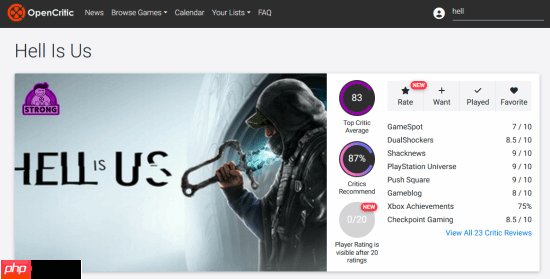 虚幻5类魂新作《地狱即我们》OC站开分83：战斗有趣 机制丰富