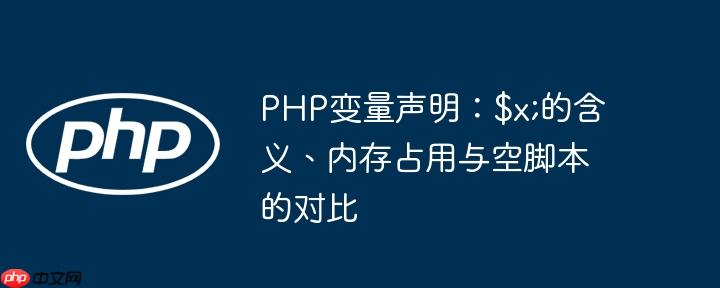 PHP变量声明:$x;的含义、内存占用与空脚本的对比
