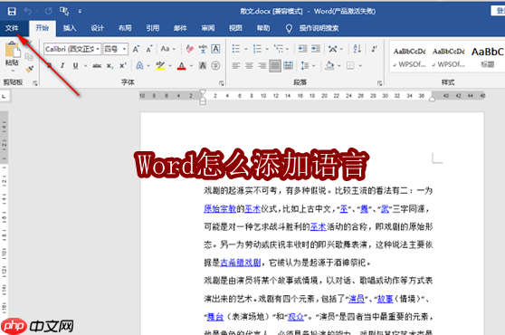 Word怎么添加语言