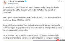 《最终幻想14》资料片失败 SE网游利润暴跌45%