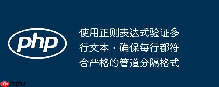 使用正则表达式验证多行文本，确保每行都符合严格的管道分隔格式