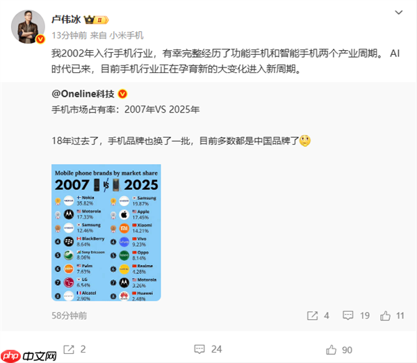 卢伟冰:功能手机、智能手机之后 手机行业正进入新周期