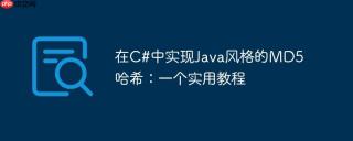 在C#中实现Java风格的MD5哈希：一个实用教程
