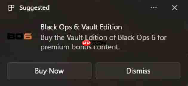 Win11 通知系统推荐《使命召唤:黑色行动 6》金库版游戏、订阅 M