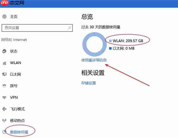 Win10各程序流量使用情况查看方法