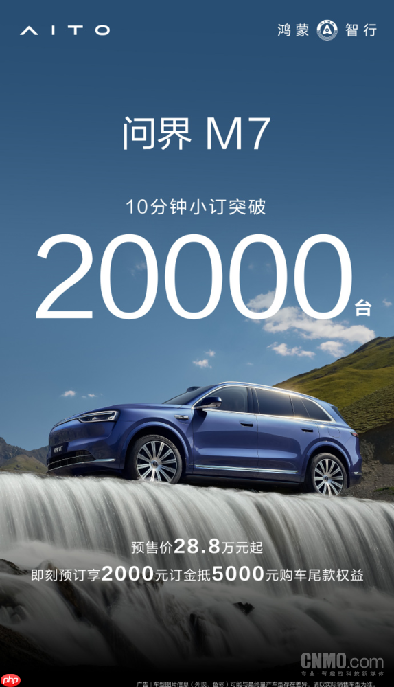 10分钟20000台!全新问界M7预售火爆致服务器崩溃
