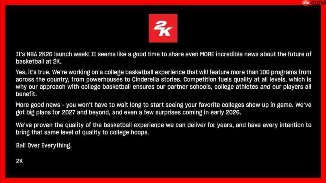 重返校园!2K官宣《大学篮球》游戏正开发中