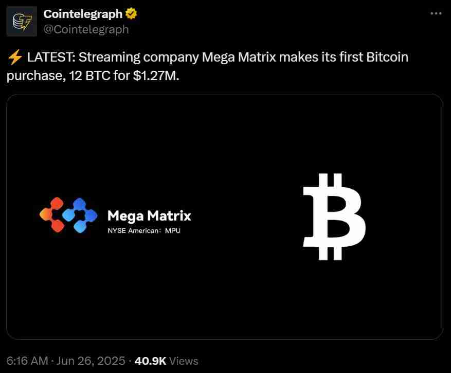 CoinMarketCap数据分析:Mega Matrix申请20亿美元架构建设Ethena稳定币治理财库