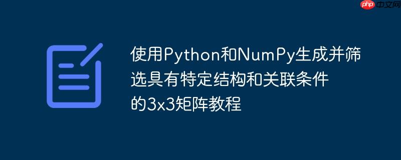 使用Python和NumPy生成并筛选具有特定结构和关联条件的3x3矩阵教程