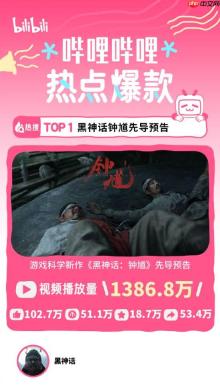 B站分享八月热点特辑！《黑神话：钟馗》上榜