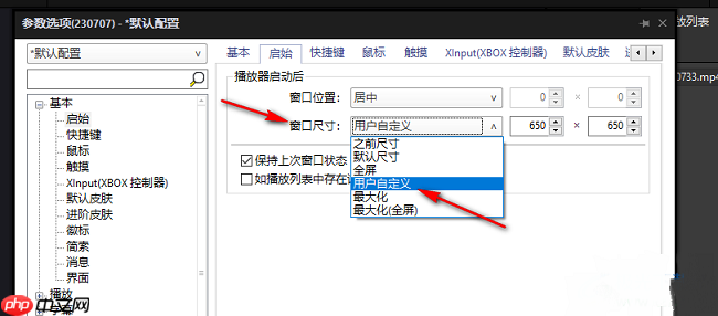 PotPlayer怎么设置启动后窗口大小