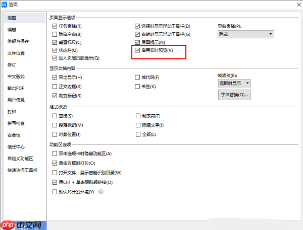 Word怎么启用实时预览功能