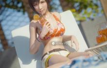 《最终幻想7》3D新图！少女尤菲的夏日小憩