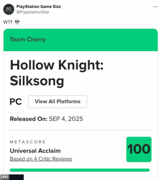 《空洞骑士:丝之歌》M站早期满分评分让博主惊艳:我嘞个豆!