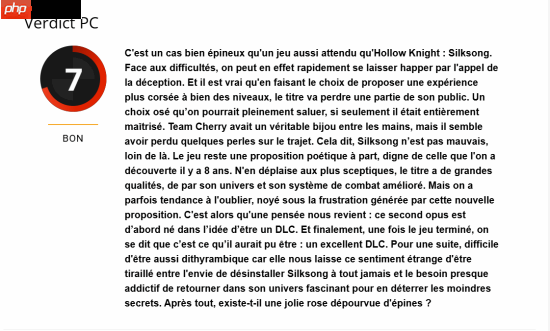 《空洞骑士:丝之歌》M站首个中评来了!本可以是个出色的DLC