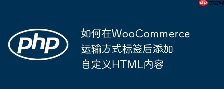如何在WooCommerce运输方式标签后添加自定义HTML内容