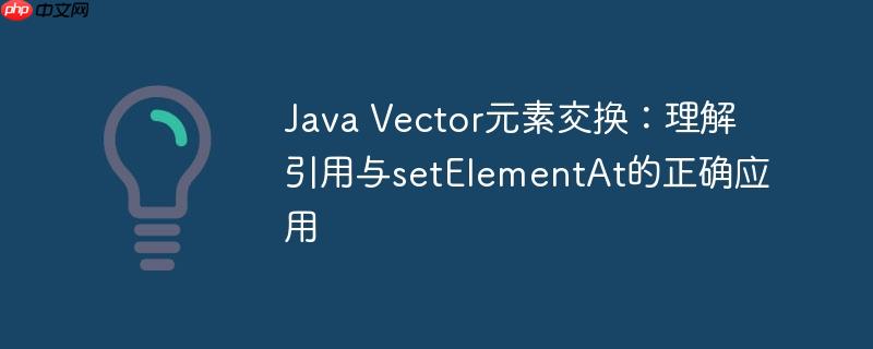 Java Vector元素交换:理解引用与setElementAt的正确应用