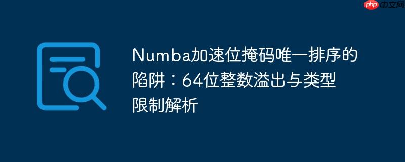 Numba加速位掩码唯一排序的陷阱:64位整数溢出与类型限制解析