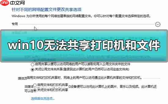 Win10无法共享打印机和文件怎么办