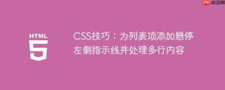 CSS技巧：为列表项添加悬停左侧指示线并处理多行内容