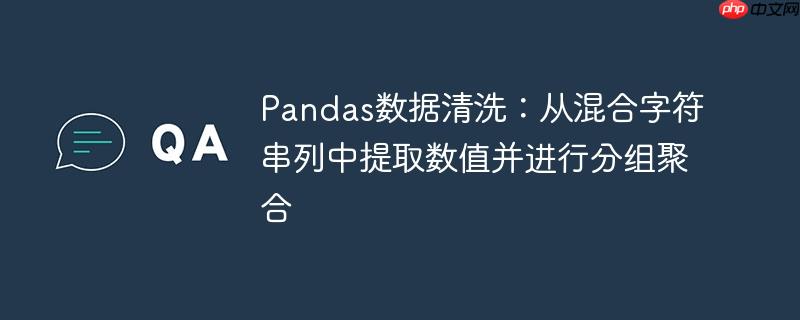 Pandas数据清洗：从混合字符串列中提取数值并进行分组聚合

