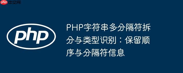 PHP字符串多分隔符拆分与类型识别:保留顺序与分隔符信息