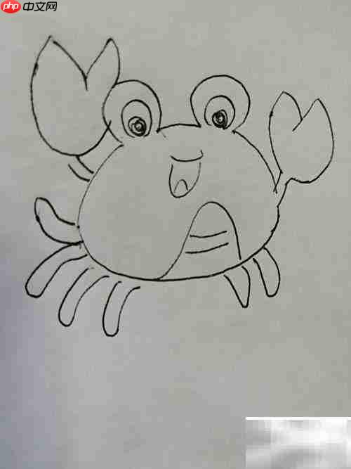 小螃蟹绘画教程:大眼睛萌趣版