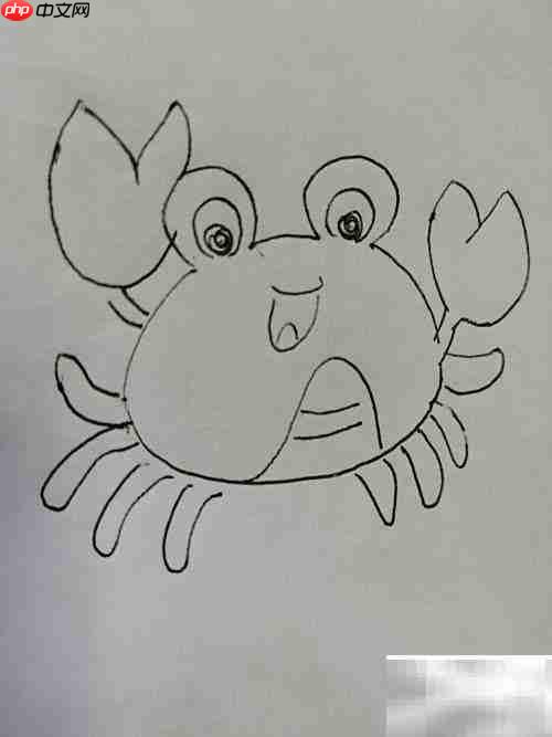 小螃蟹绘画教程:大眼睛萌趣版