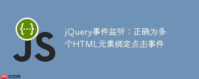 jQuery事件监听：正确为多个HTML元素绑定点击事件

