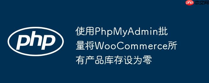 使用phpmyadmin批量将woocommerce所有产品库存设为零