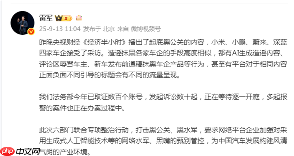 雷军自曝:已取证数百账号 发起诉讼数十起 正在等待逐一开庭