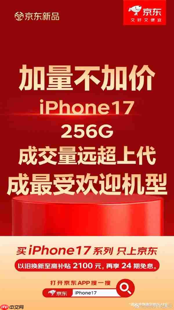 京东iPhone 17系列预售1分钟成交量超去年全天 标准版最受欢迎