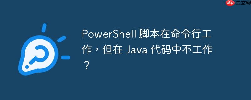 PowerShell 脚本在命令行工作,但在 Java 代码中不工作?