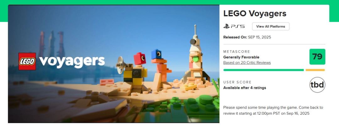 《双影奇境》代餐?《乐高旅行者》IGN8分:意犹未尽