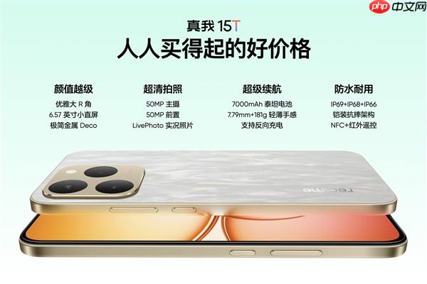 真我15T发布：人人都买得起的小直屏 1199元起