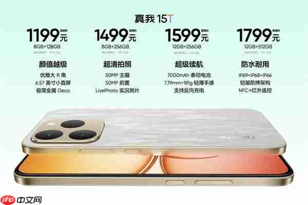 真我15T发布:人人都买得起的小直屏 1199元起