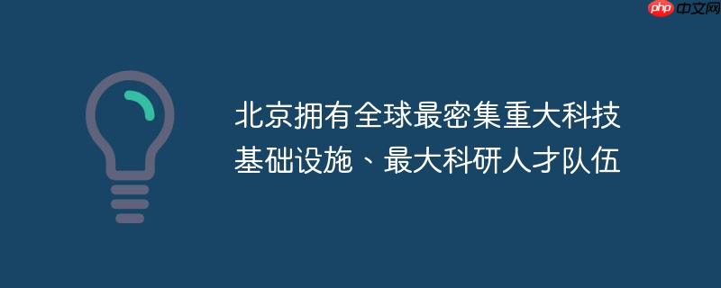 北京拥有全球最密集重大科技基础设施、最大科研人才队伍