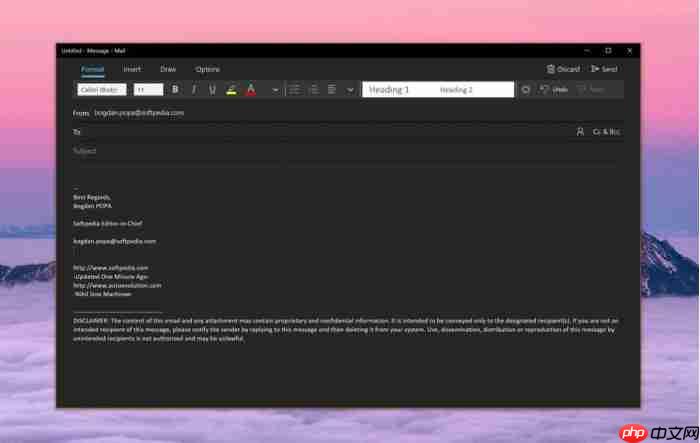 微软面向所有Win10 Mail用户开放Dark主题