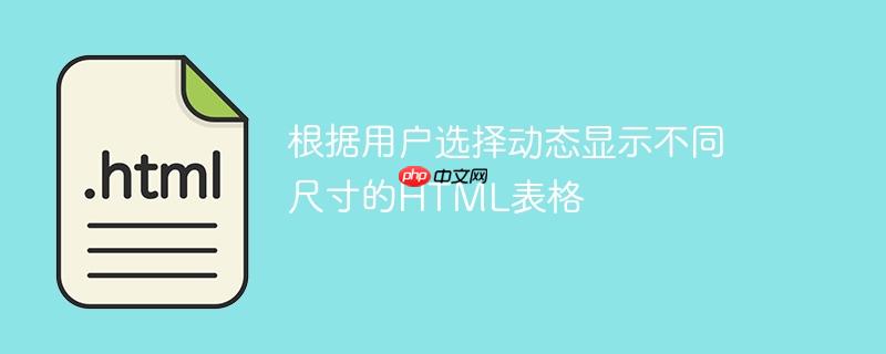 根据用户选择动态显示不同尺寸的html表格