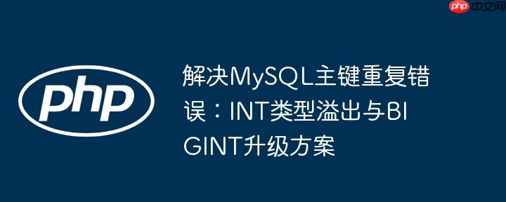 解决MySQL主键重复错误：INT类型溢出与BIGINT升级方案