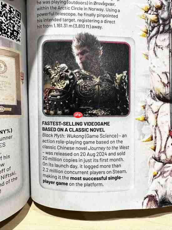 《黑神话：悟空》被列入吉尼斯世界纪录！Steam最成功的单机游戏作品