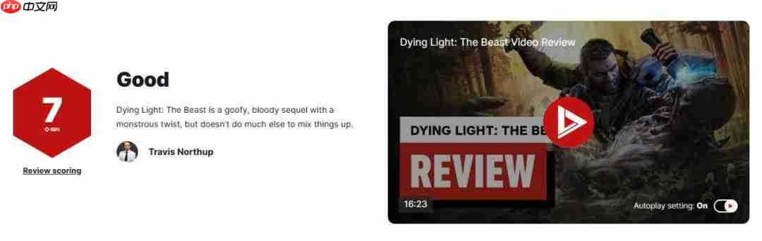 《消逝的光芒：困兽》IGN 7分 Steam获特别好评