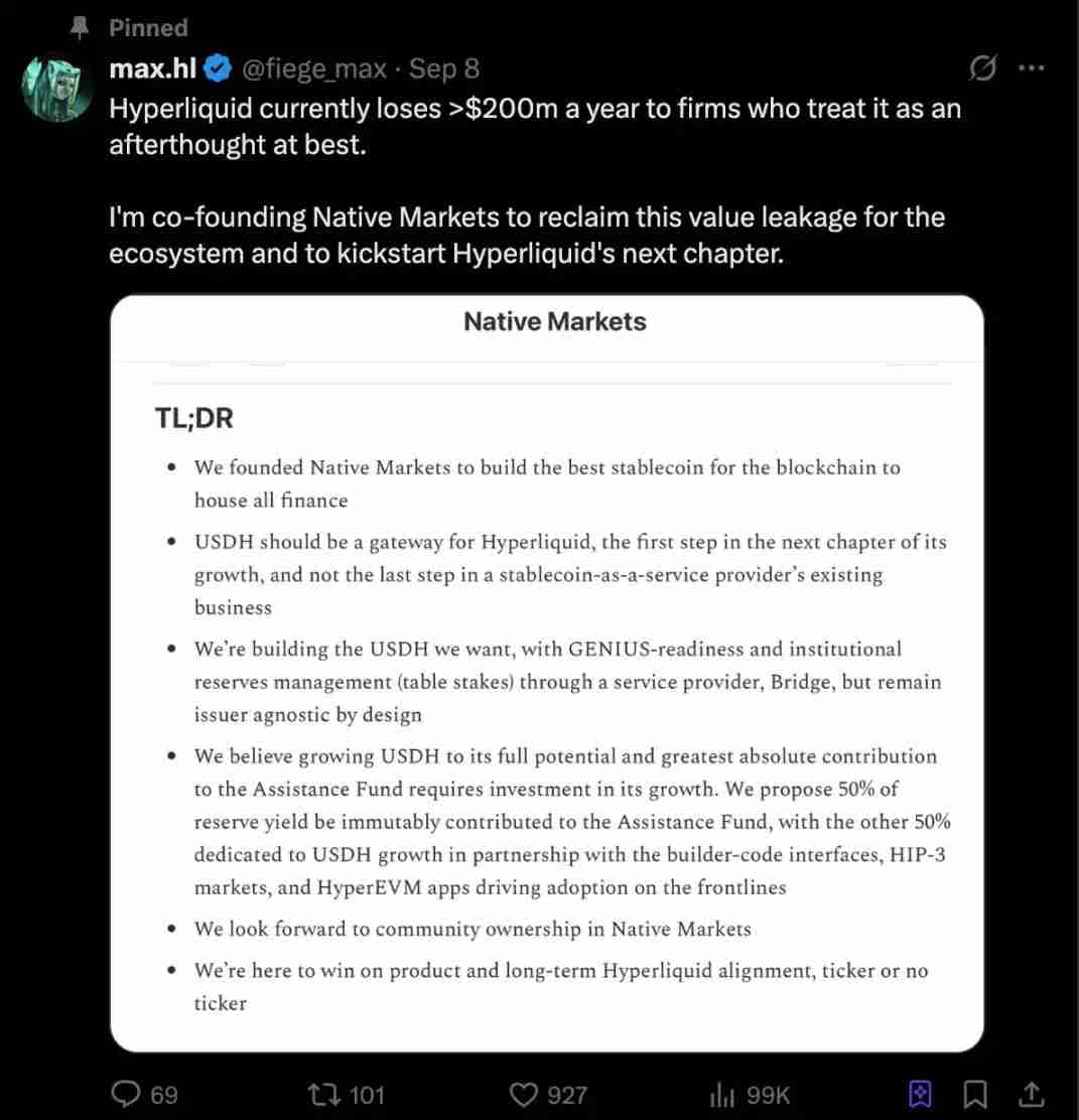 Hyperliquid竞标大战结束,新团队Native Markets为何拿下USDH?