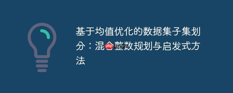 基于均值优化的数据集子集划分:混合整数规划与启发式方法