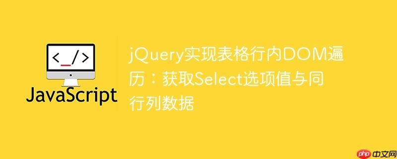 jQuery实现表格行内DOM遍历：获取Select选项值与同行列数据
