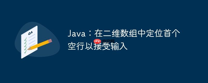 Java：在二维数组中定位首个空行以接受输入
