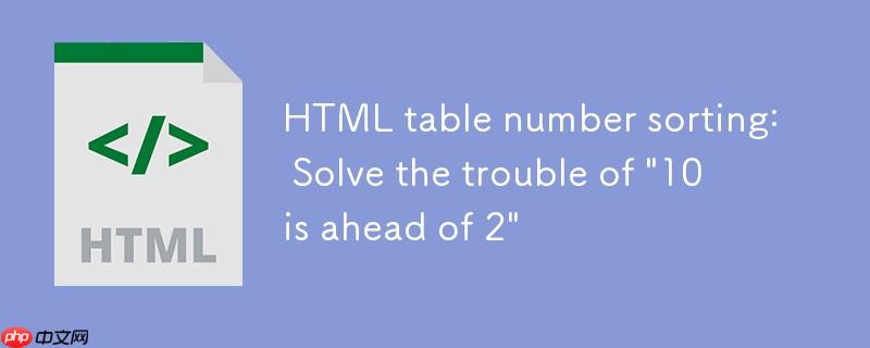 HTML 表格数字排序:解决“10排在2之前”的困扰