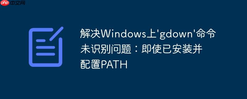 解决Windows上'gdown'命令未识别问题：即使已安装并配置PATH