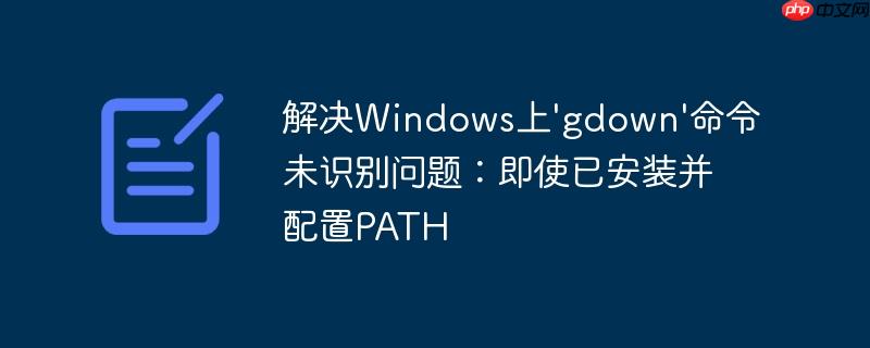 解决Windows上'gdown'命令未识别问题:即使已安装并配置PATH